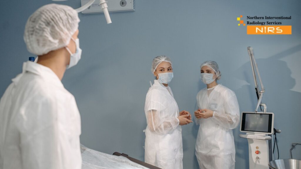 Illustration showing how modern radiology treats diseases beyond diagnosis, highlighting NIRS-guided minimally invasive procedures, targeted therapies, faster recovery, and improved patient outcomes across various medical conditions.